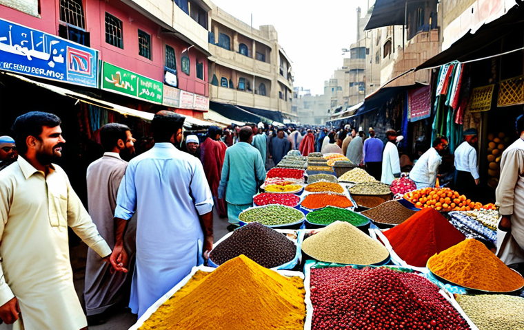 아키에이지 고급 콘텐츠 정리 - Bustling Karachi Marketplace**
"A vibrant scene in a Karachi marketplace, Pakistan. Vendors in trad...