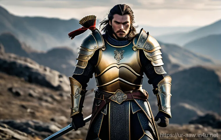 아키에이지 직업별 장비 효율 - Image Prompt 1: The Valiant Plate-Armored Warrior** 아키에이지 직업별 장비 효율 - Image Prompt 1: The Valiant Plate-Armored Warrior**