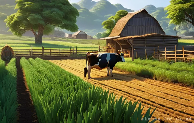 아키에이지 경제 시스템 분석 - **Prompt: "A serene 16x16 farm in ArcheAge, bathed in the soft glow of a late afternoon sun. A dilig...